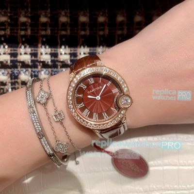 Ballon Bleu De Cartier Diamond-Encrusted Bezel 33 mm Watch Replica